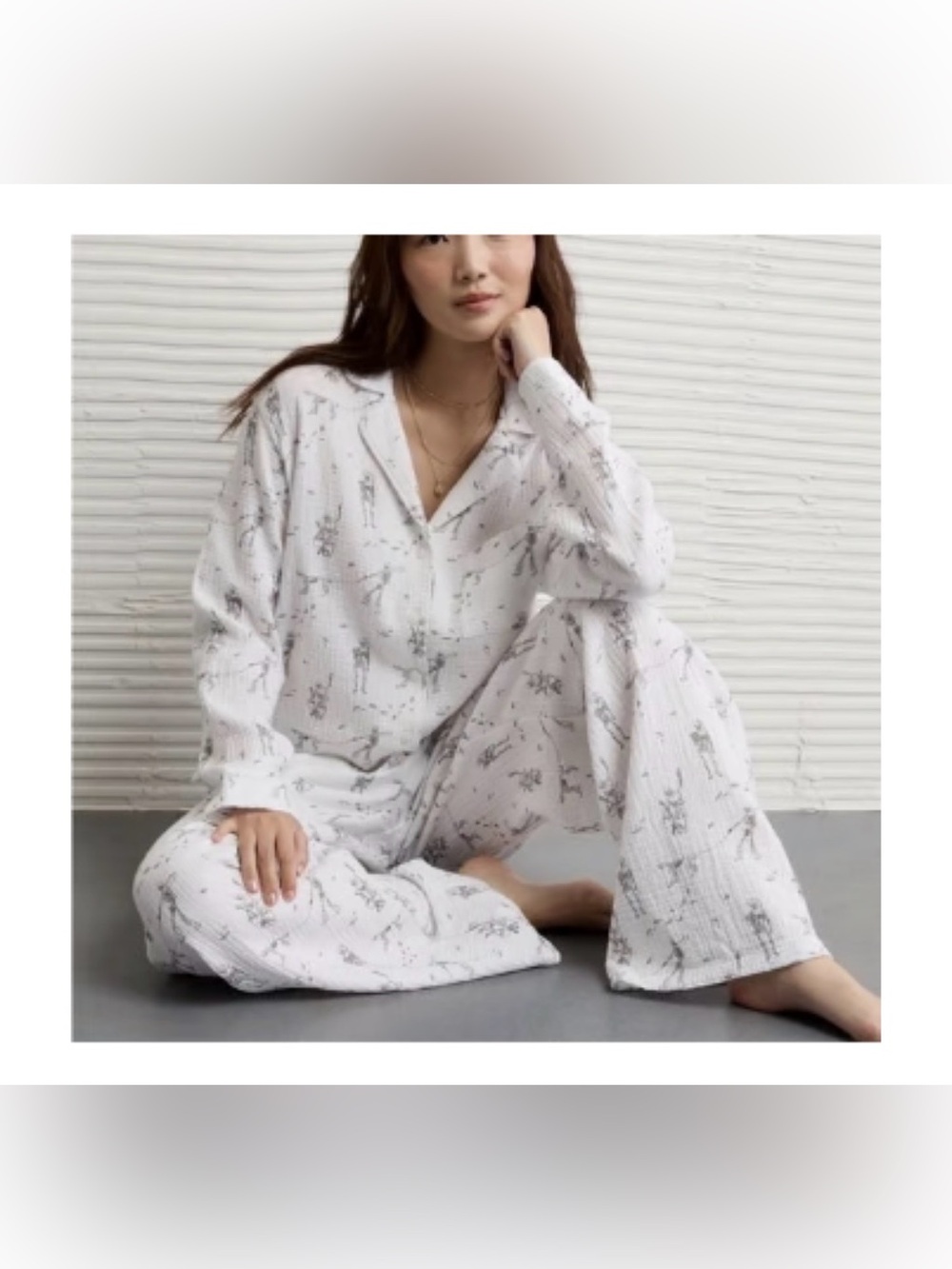 American Eagle Outfitters White Printed Women’s Loungewear Set